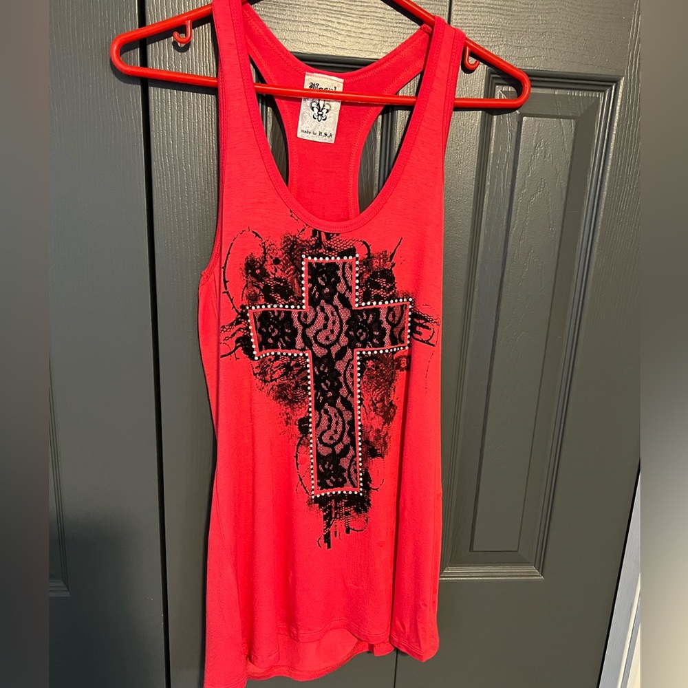 B5-118-Gorgeous Pink Cross Tank Top